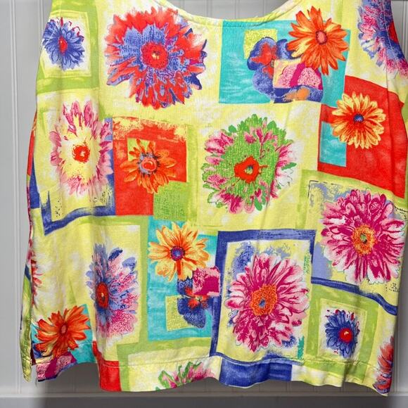 Vintage Holly Lane 90s Floral Tank Top Blouse Sleeveless Square Patchwork Print - Picture 7 of 9
